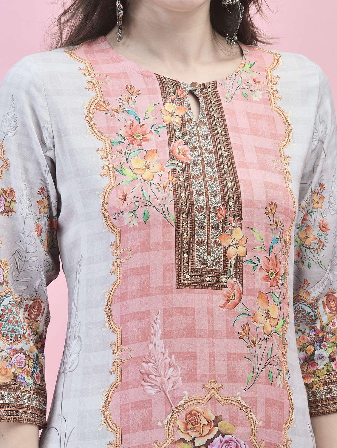 women three quarter sleeve kurta pant with dupatta set - 21221796 -  Standard Image - 7