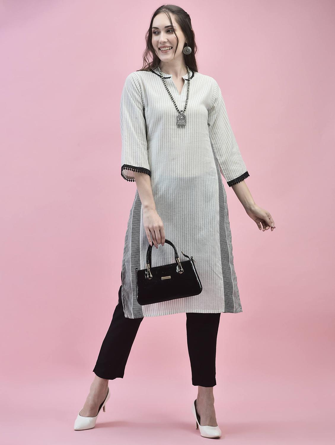 women three quarter sleeve straight kurta - 21221805 -  Zoom Image - 0