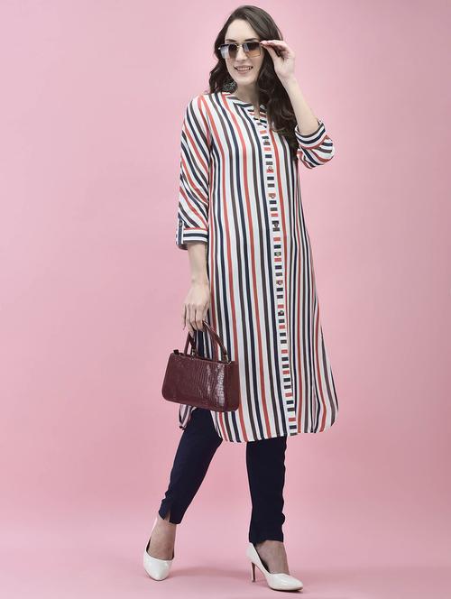 women three quarter sleeve straight kurta - 21221806 -  Standard Image - 0