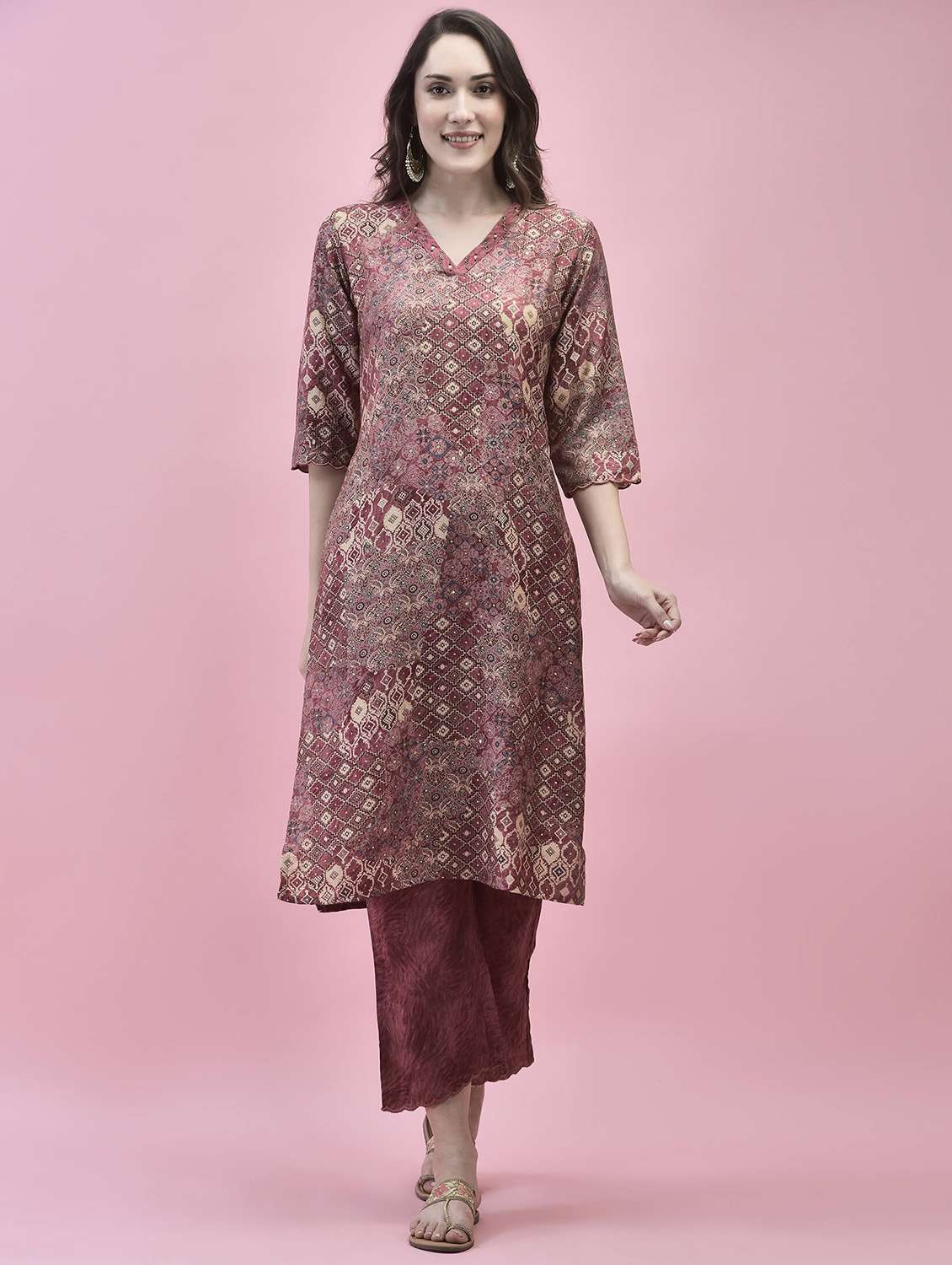 women printed kurta pant set with dupatta - 21221812 -  Standard Image - 2