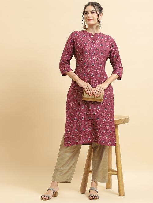 women three quarter sleeve straight kurta - 21221820 - Standard Image - 0
