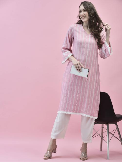 women three quarter sleeve straight kurta - 21221831 - Standard Image - 0