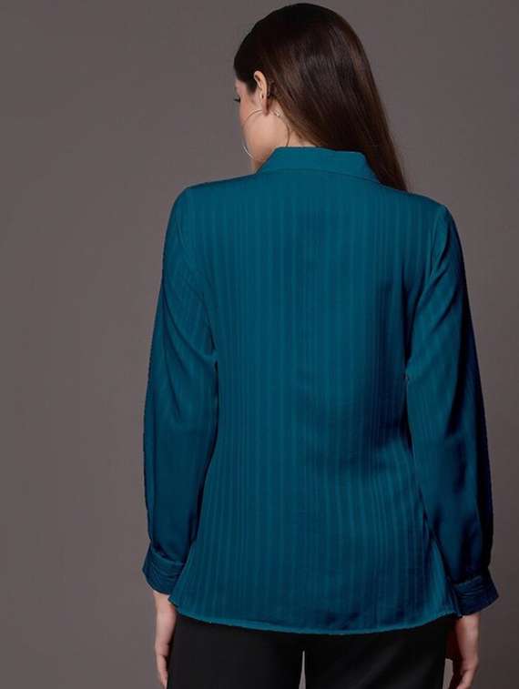 women solid collared long sleeeves shirt - 21222250 - Standard Image - 2