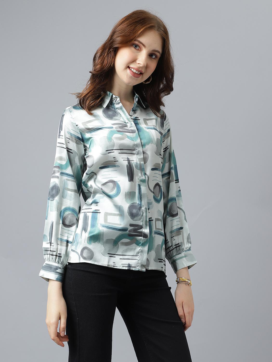 green satin regular shirt - 21222256 - Standard Image - 2