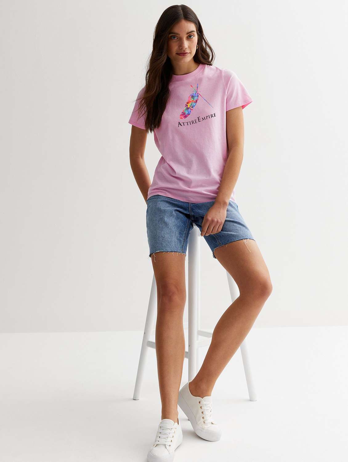 round neck chest print t-shirt  - 21222269 -  Standard Image - 2