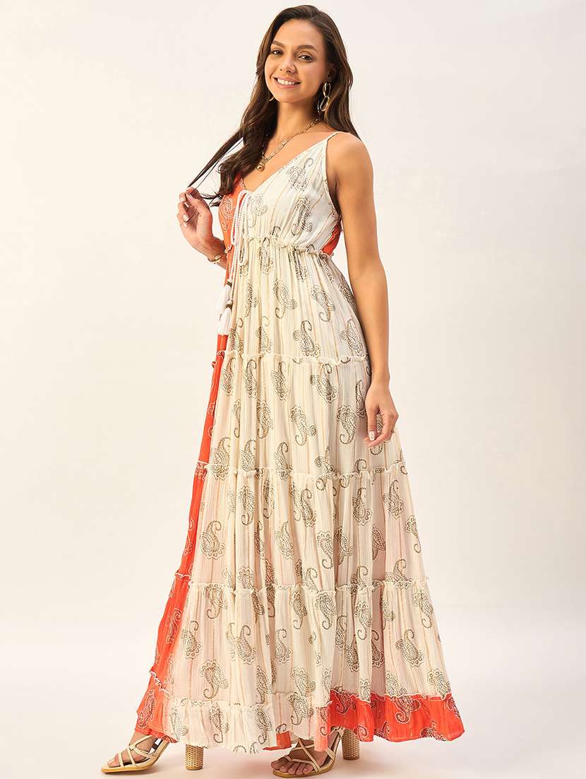 women sleeveless paisley printed dress - 21222598 - Standard Image - 2