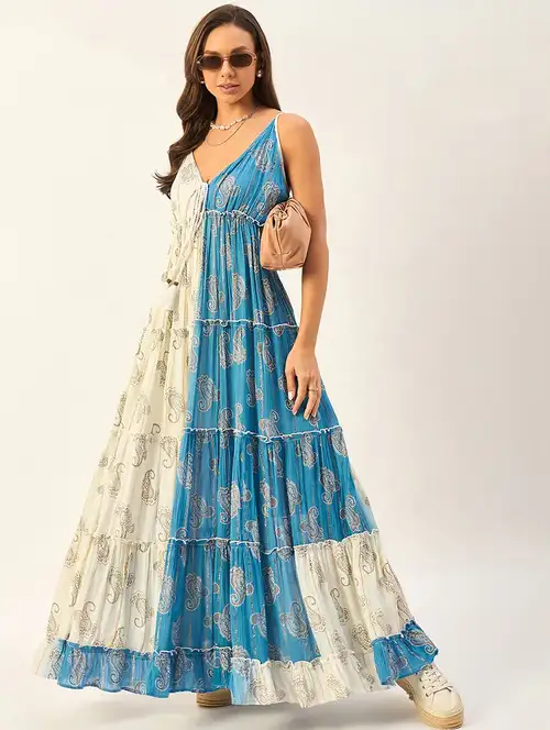 women sleeveless printed fit & flare dress - 21222599 - Standard Image - 0