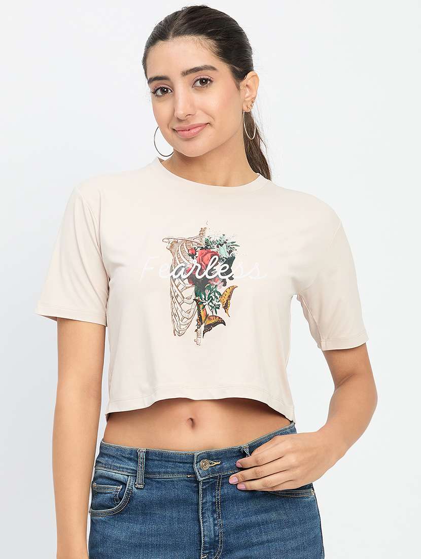 women round neck crop t-shirt