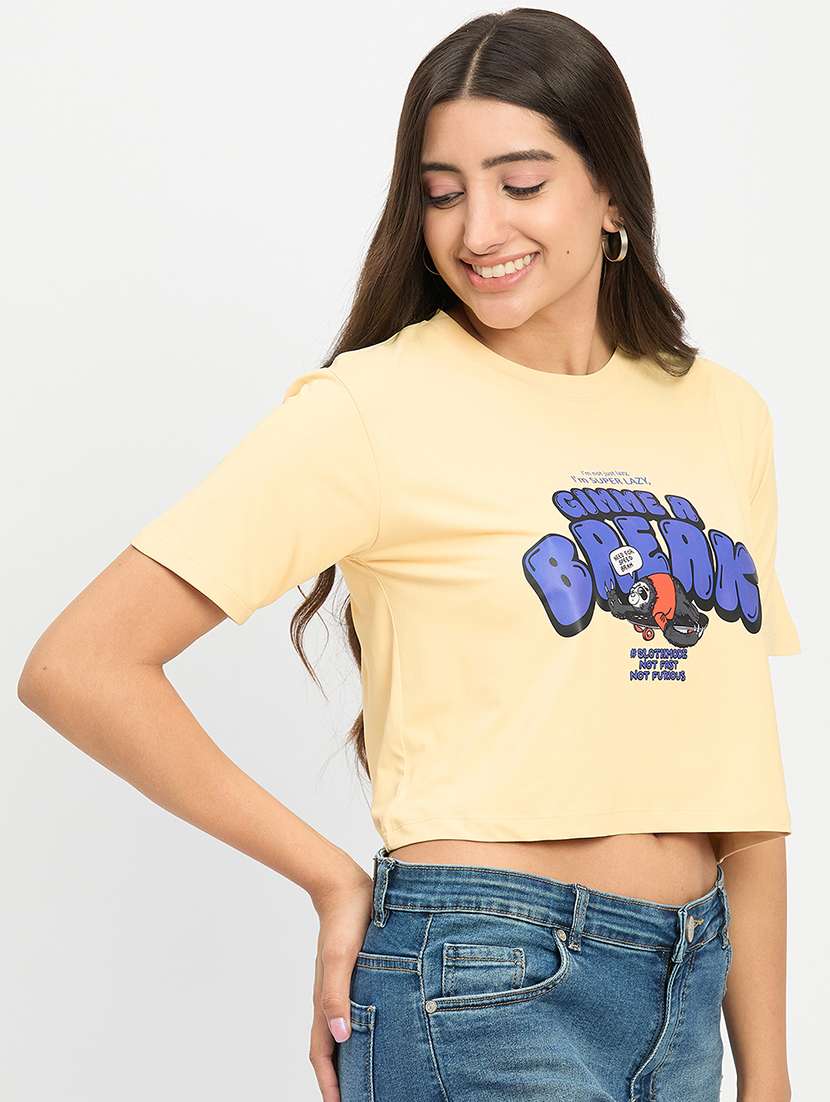 women round neck crop t-shirt - 21222615 -  Standard Image - 2