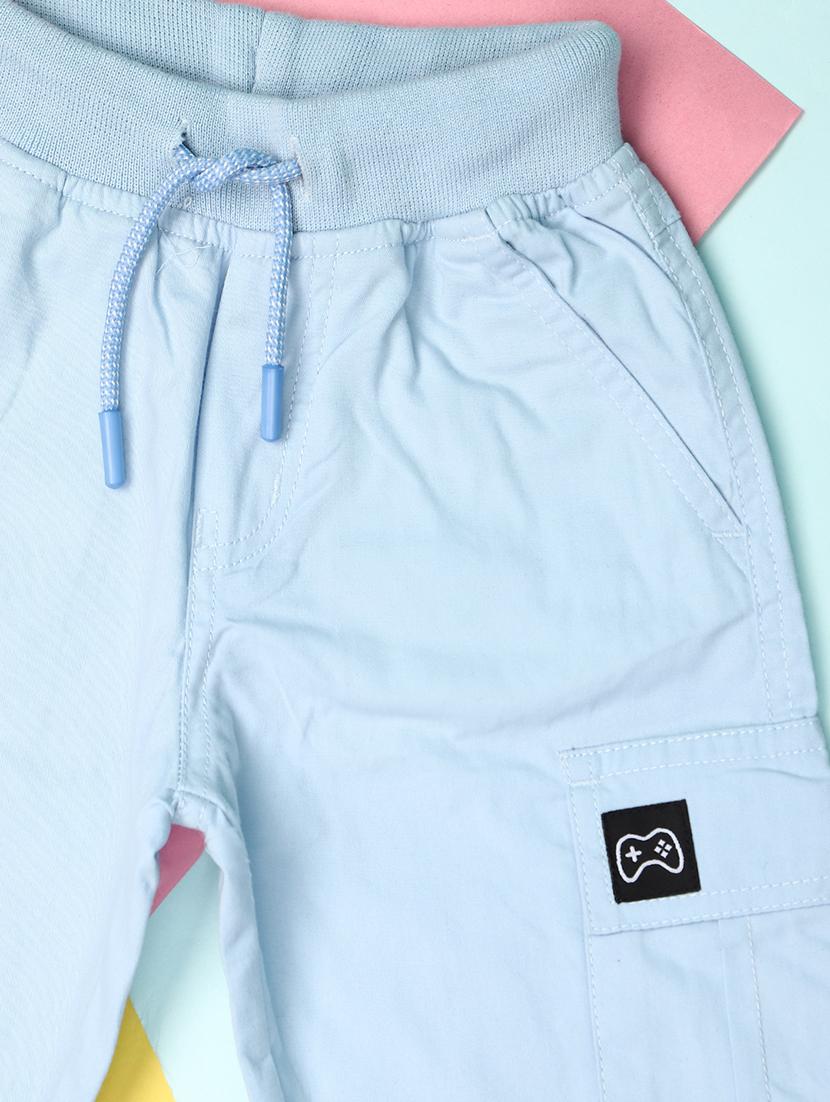 kids light blue cotton cargos trouser - 21222856 - Standard Image - 2