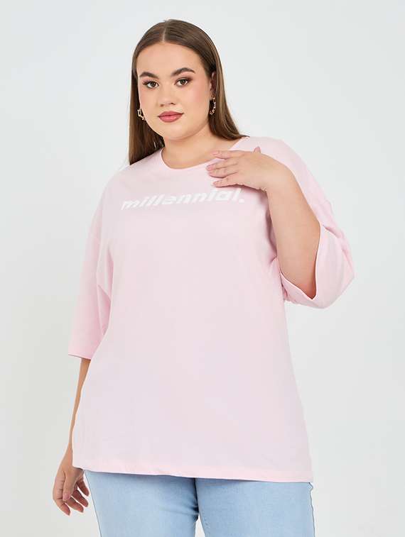 women chest print short sleeves t-shirt