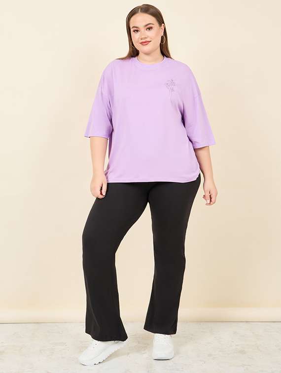 purple cotton back print tshirt - 21223550 -  Standard Image - 2