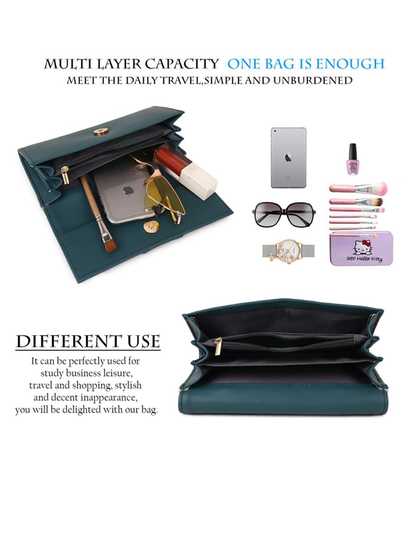 women solid leatherette clutch - 21223558 - Standard Image - 2