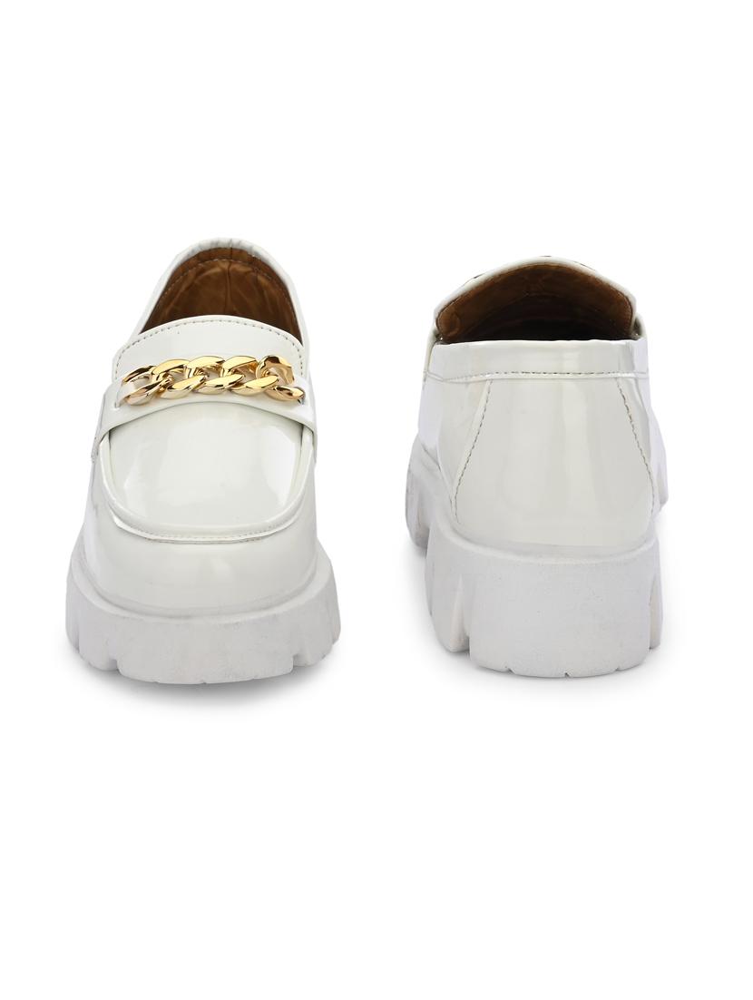 white synthetic slip on loafers - 21223642 - Standard Image - 2