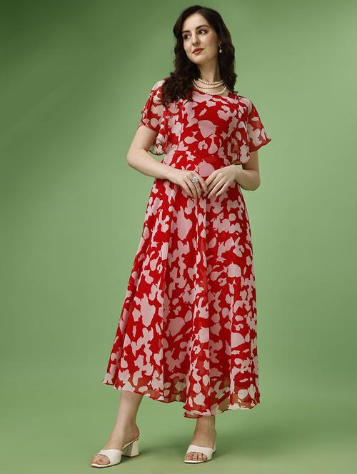 women floral printed fit & flare dress - 21223672 - Standard Image - 0