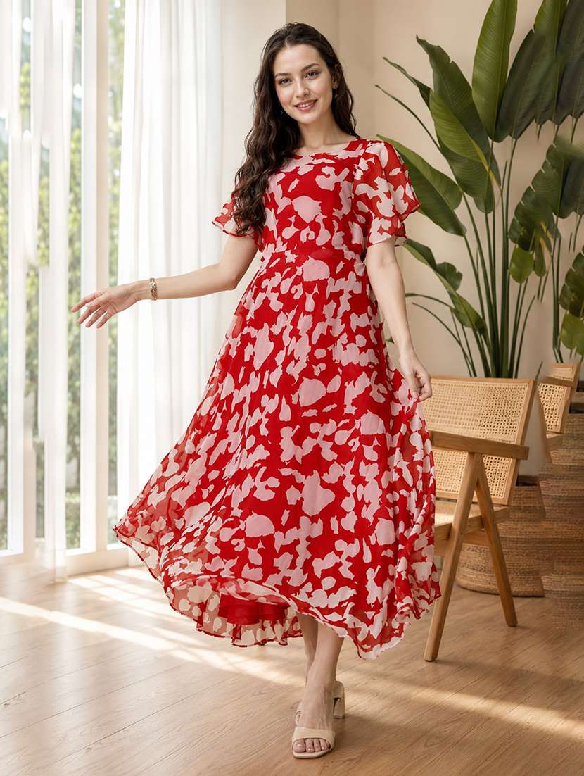 women floral printed fit & flare dress