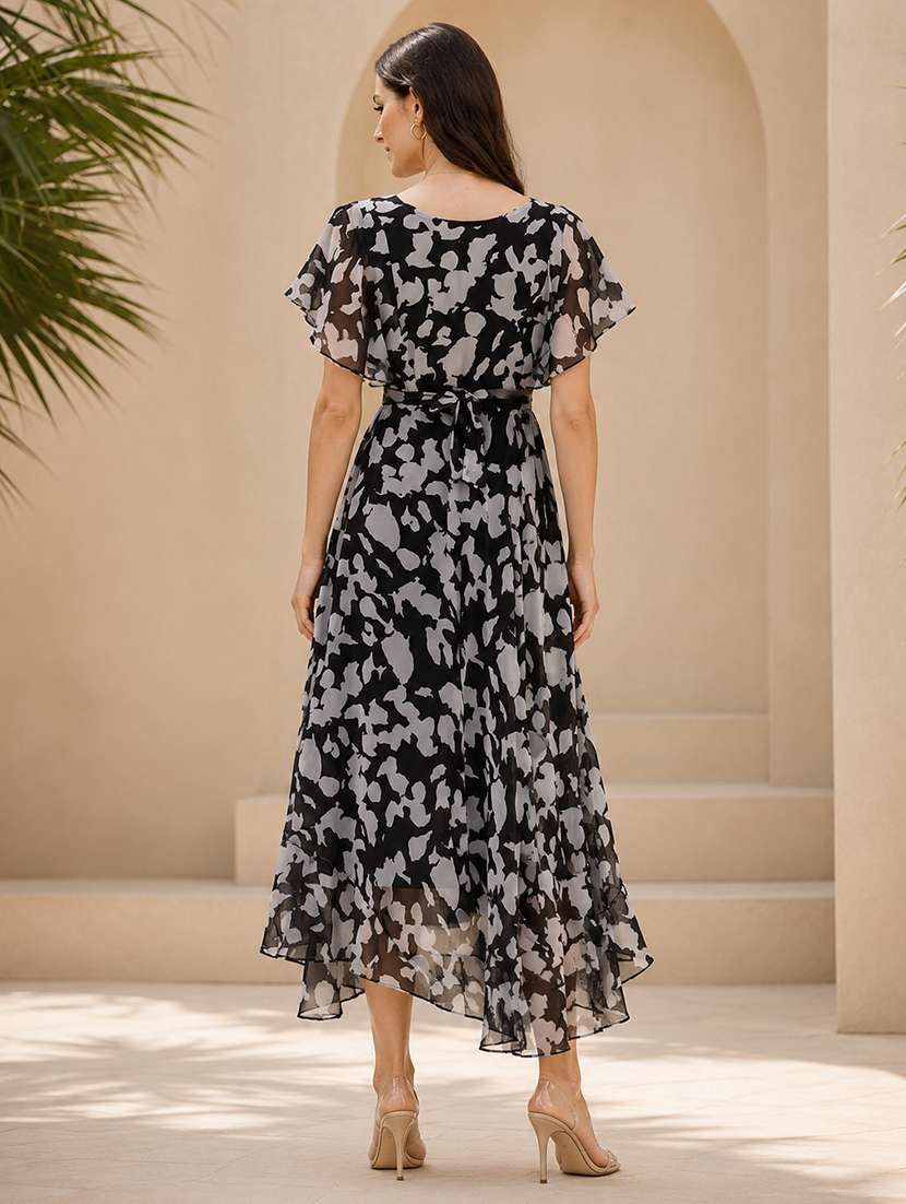 black georgette fit & flare dress - 21223674 -  Standard Image - 2