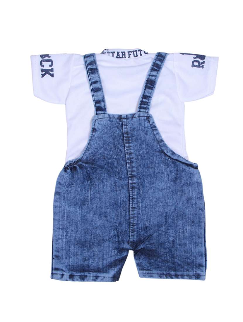boys round neck printed denim dungree - 21224199 -  Standard Image - 2