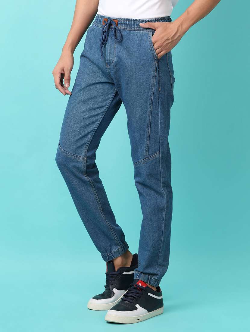 men solid mid rise jogger - 21224459 -  Standard Image - 2