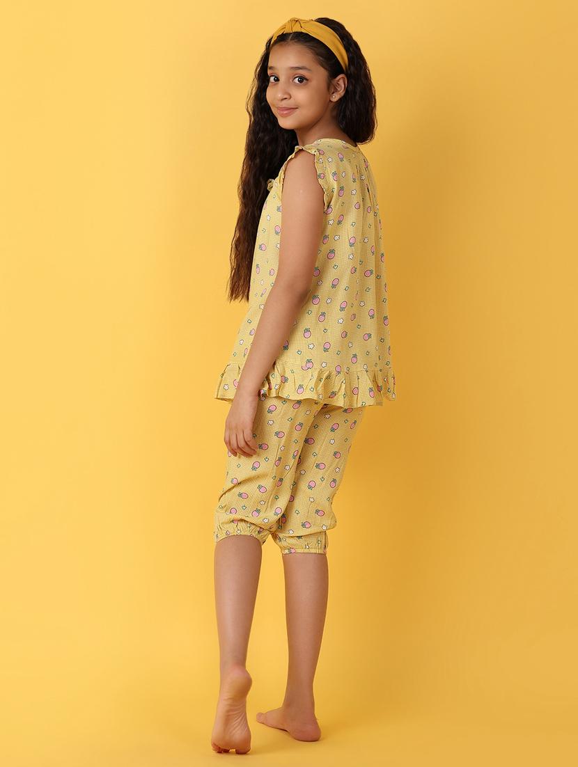 girls yellow cotton capri set - 21224479 - Standard Image - 2