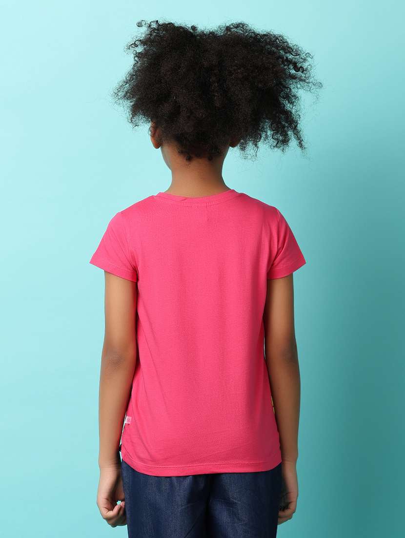 girls fuchsia pink cotton regular tee - 21224488 -  Standard Image - 2