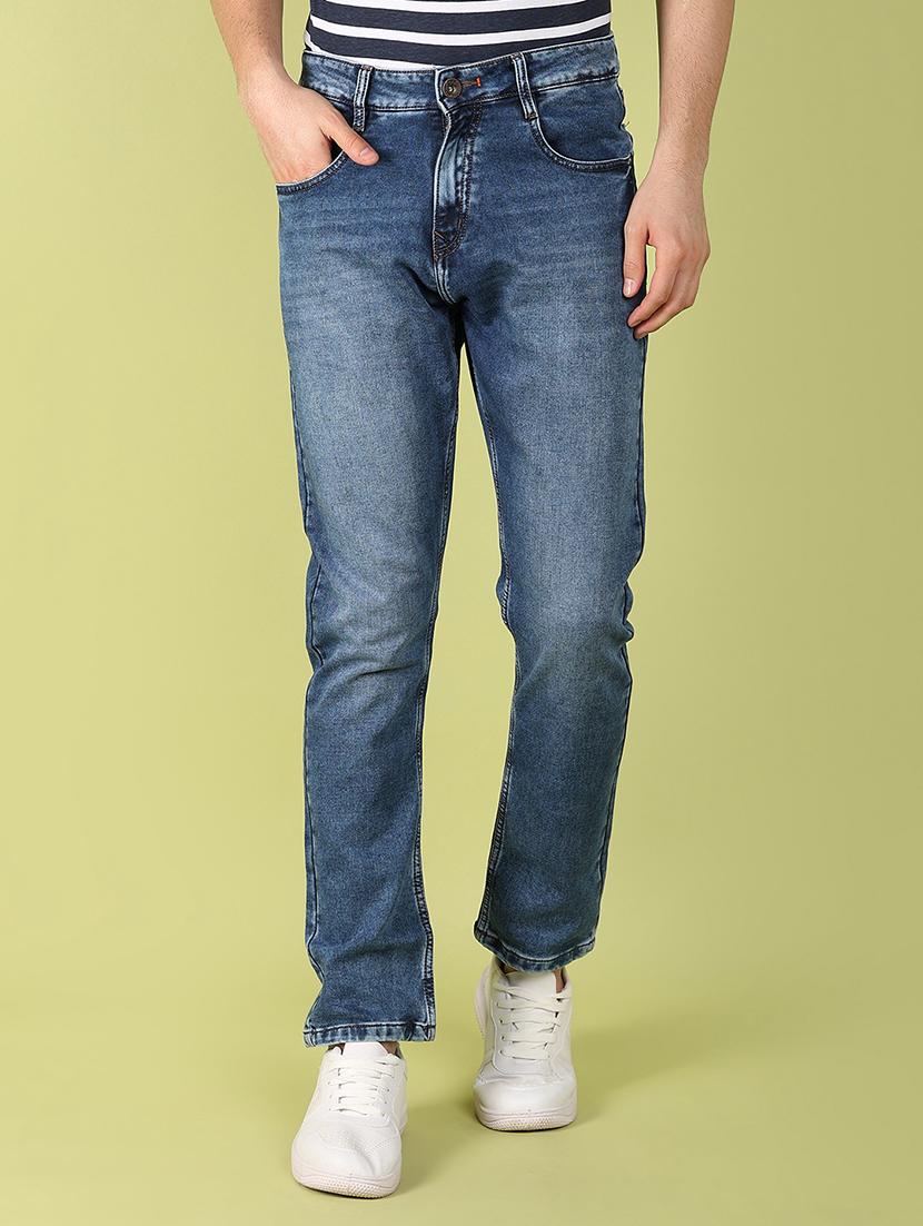 men mid rise plain denim jeans