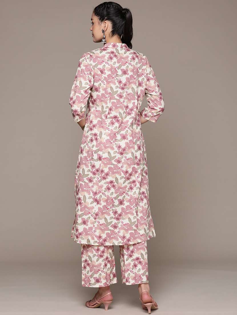 women three quarter sleeve floral printed co-ord set - 21224783 - Standard Image - 2