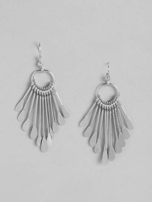 silver metal drop earring - 21225012 -  Standard Image - 0