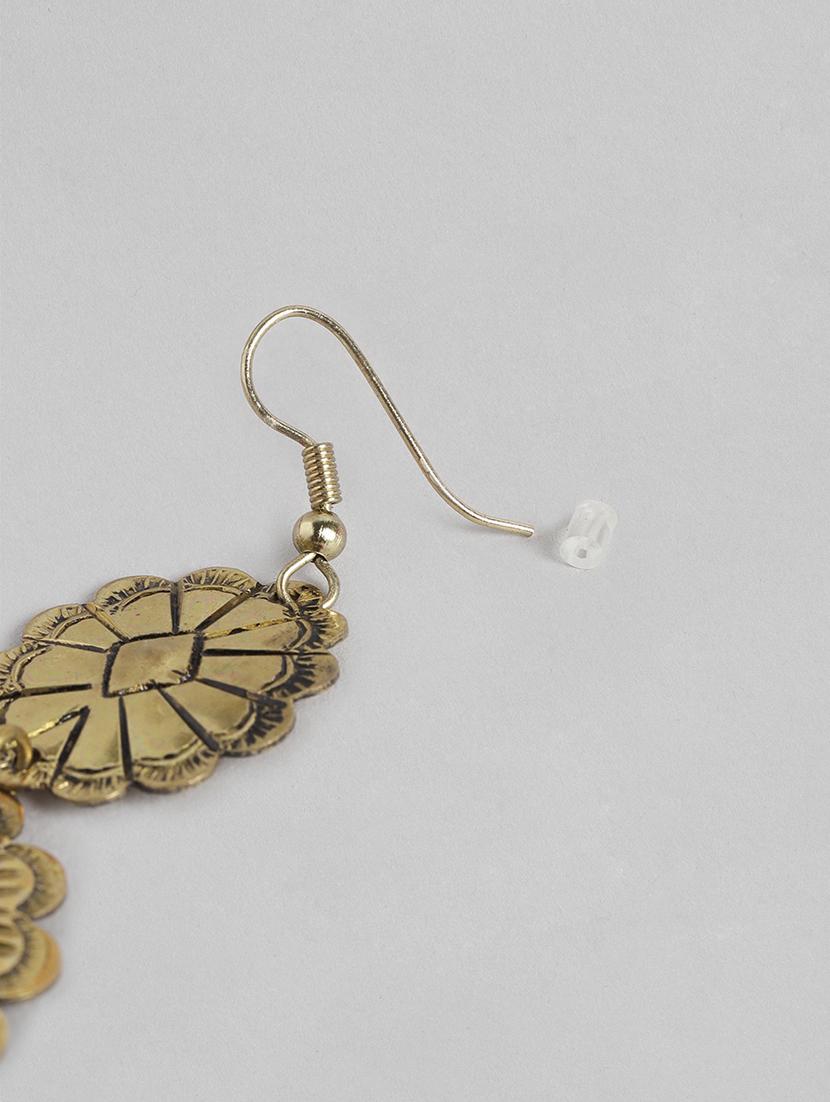 gold metal drop earrings - 21225020 - Standard Image - 2