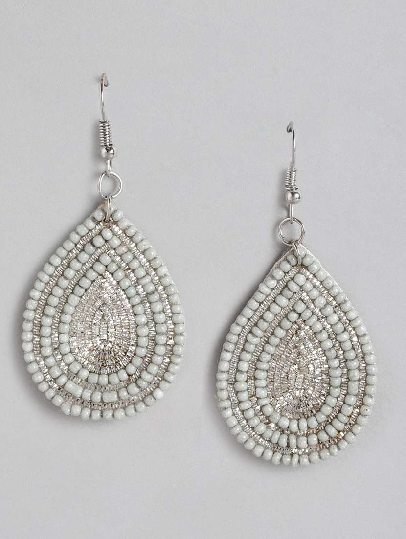 silver metal drop earrings - 21225022 - Zoom Image - 0