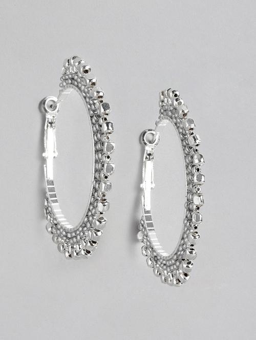 silver-plated circular hoop earrings - 21225023 - Standard Image - 0