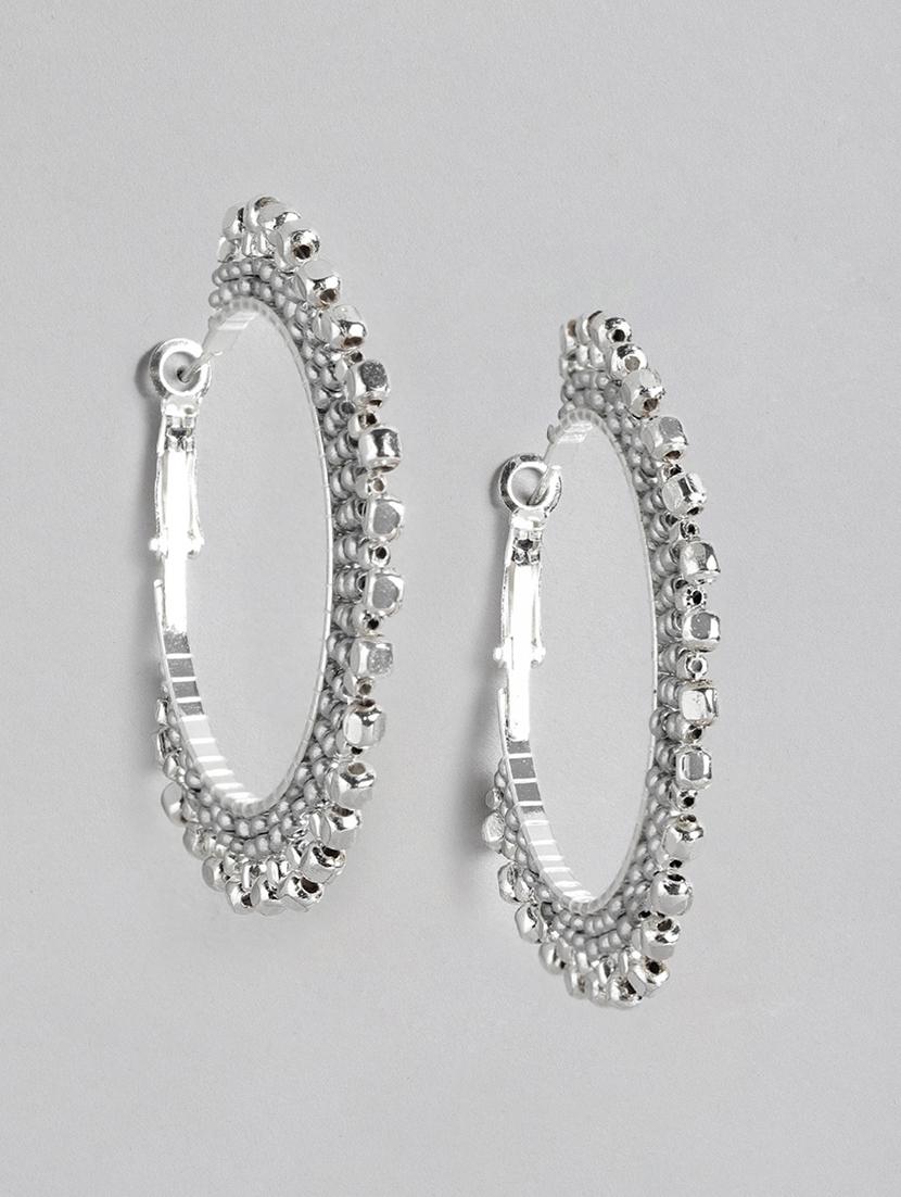 silver-plated circular hoop earrings - 21225023 - Zoom Image - 0