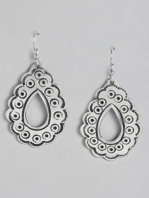 silver metal drop earrings - 21225031 -  Standard Image - 0