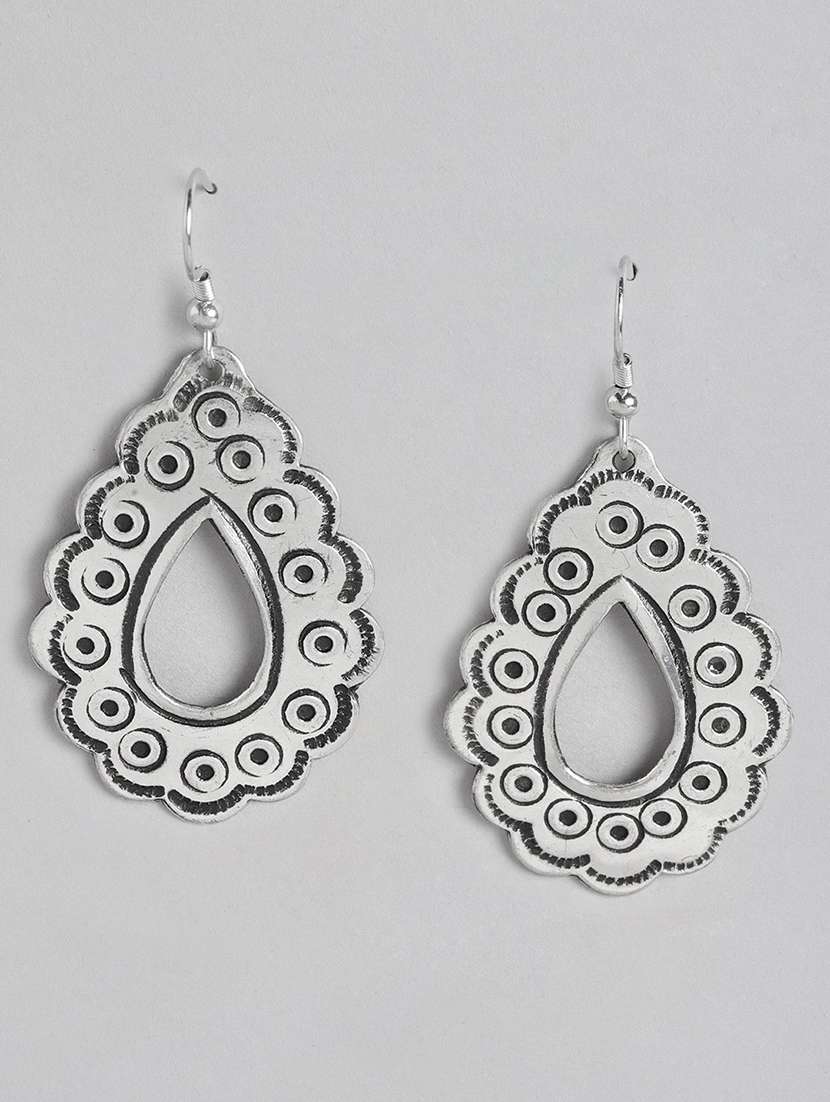 silver metal drop earrings