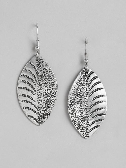 silver-plated leaf shaped drop earrings - 21225035 -  Standard Image - 0