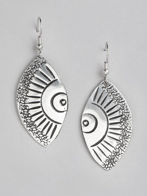 silver metal drop earring - 21225037 - Standard Image - 0