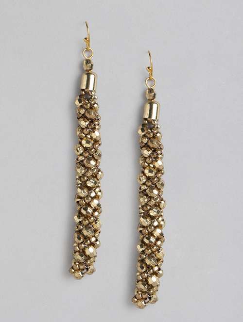 gold metal drop earrings - 21225051 - Standard Image - 0