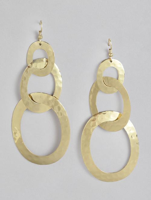 gold-plated oval drop earrings - 21225052 - Standard Image - 0
