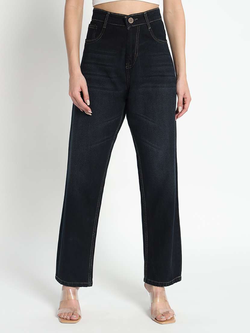 women solid plain high rise jean - 21225071 - Zoom Image - 0