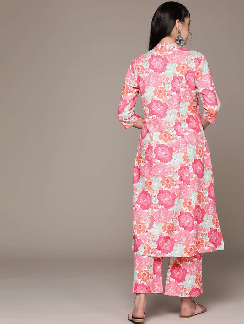 pink cotton kurta palazzo set - 21225077 - Standard Image - 2