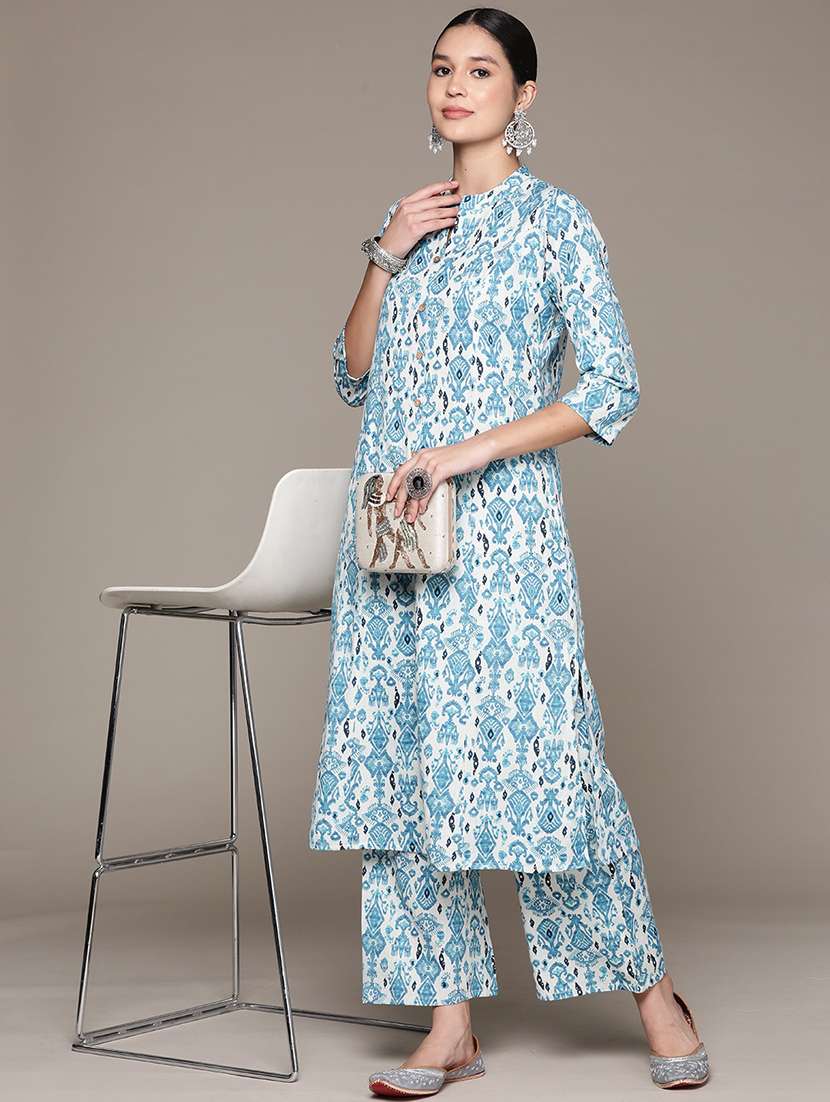 blue cotton kurta palazzo  set