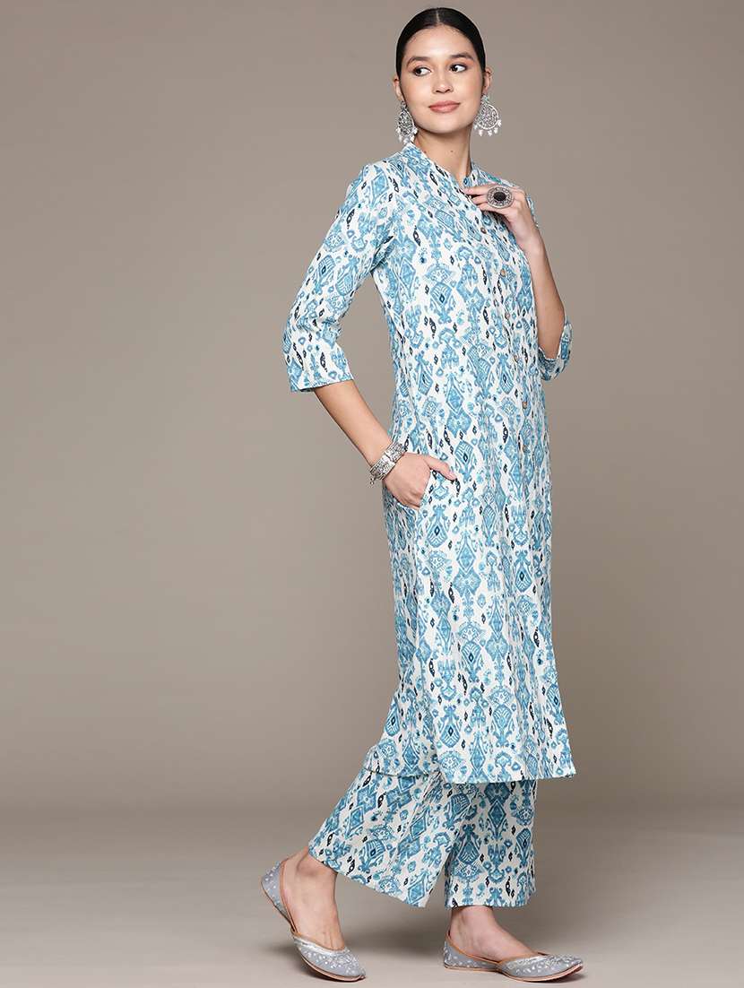 blue cotton kurta palazzo  set - 21225078 -  Standard Image - 2