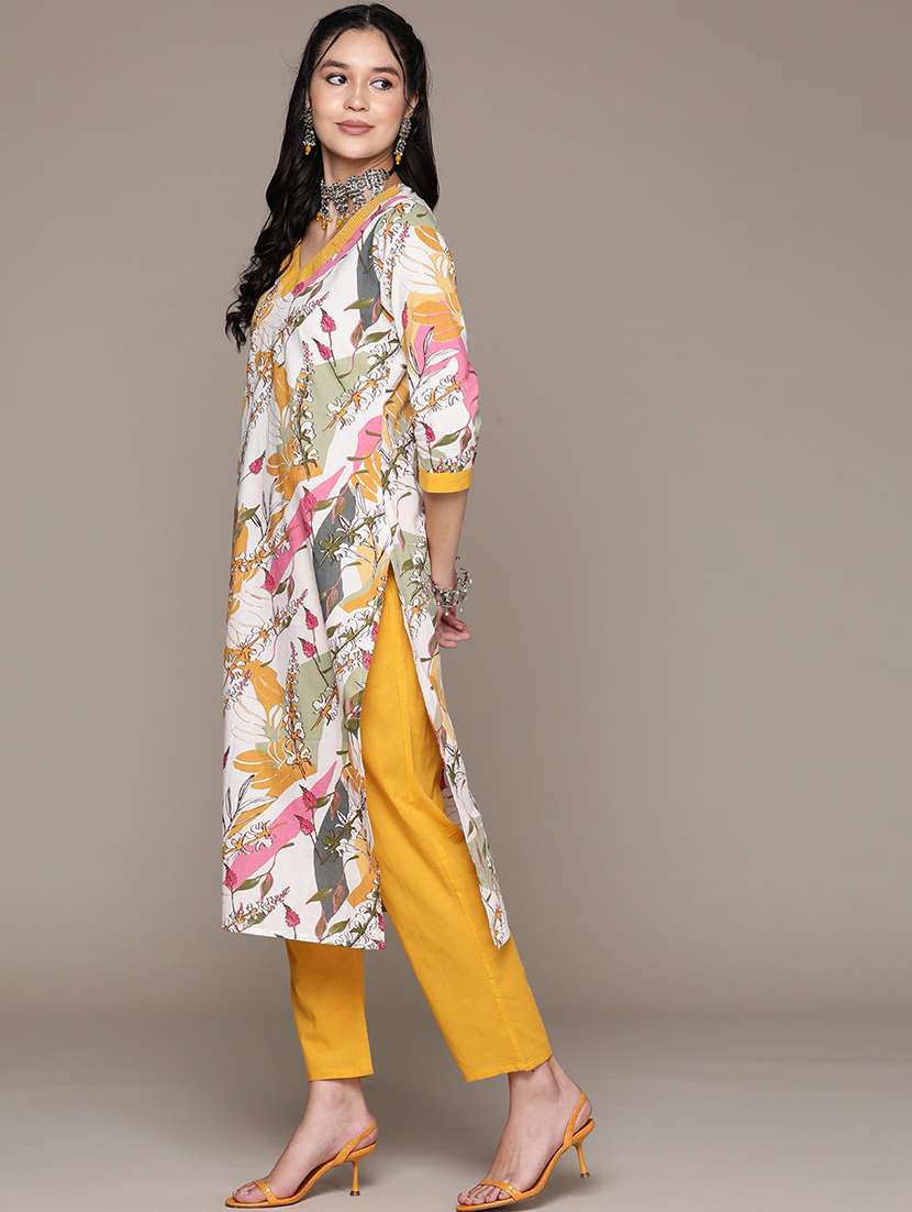 women white printed kurta pant set - 21225086 -  Standard Image - 2