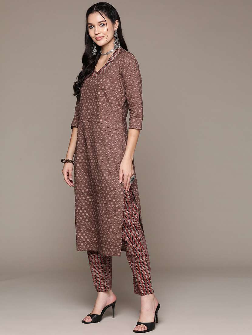 rust kurta palazzo set - 21225089 - Standard Image - 2