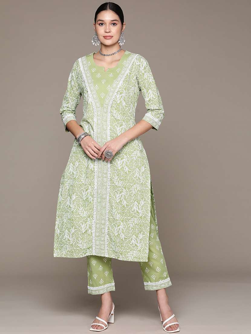 green kurta palazzo set 