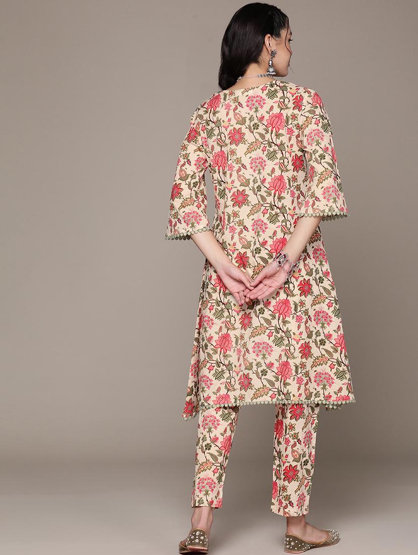 cream kurta palazzo set - 21225099 - Standard Image - 2