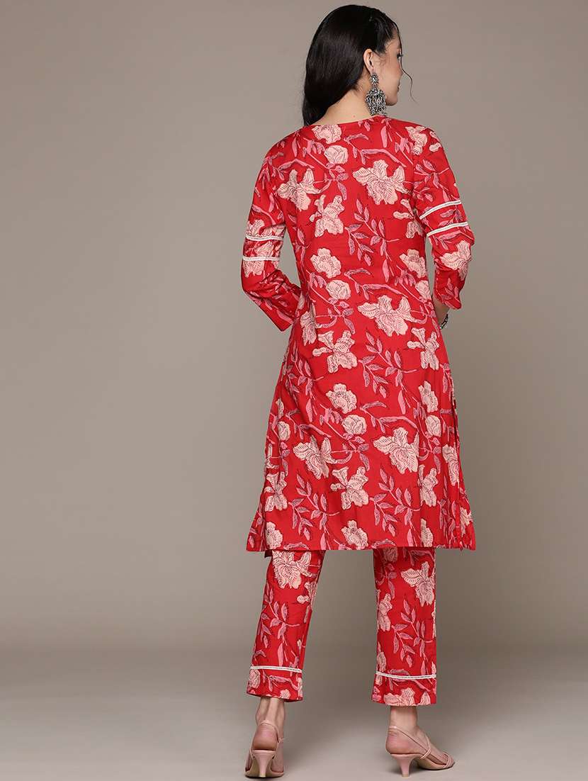 red kurta palazzo set  - 21225104 -  Standard Image - 2