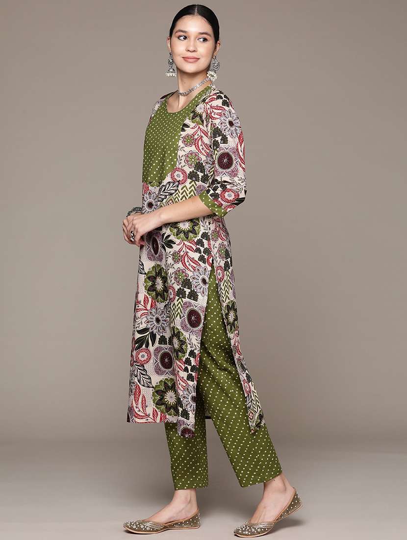 green kurta palazzo set - 21225105 - Standard Image - 2