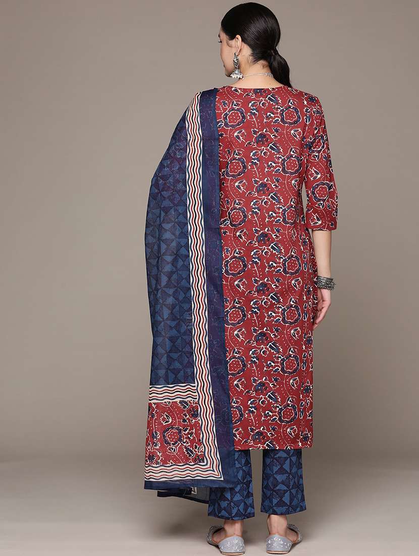 women three quarter sleeve kurta pant with dupatta set - 21225108 -  Standard Image - 2