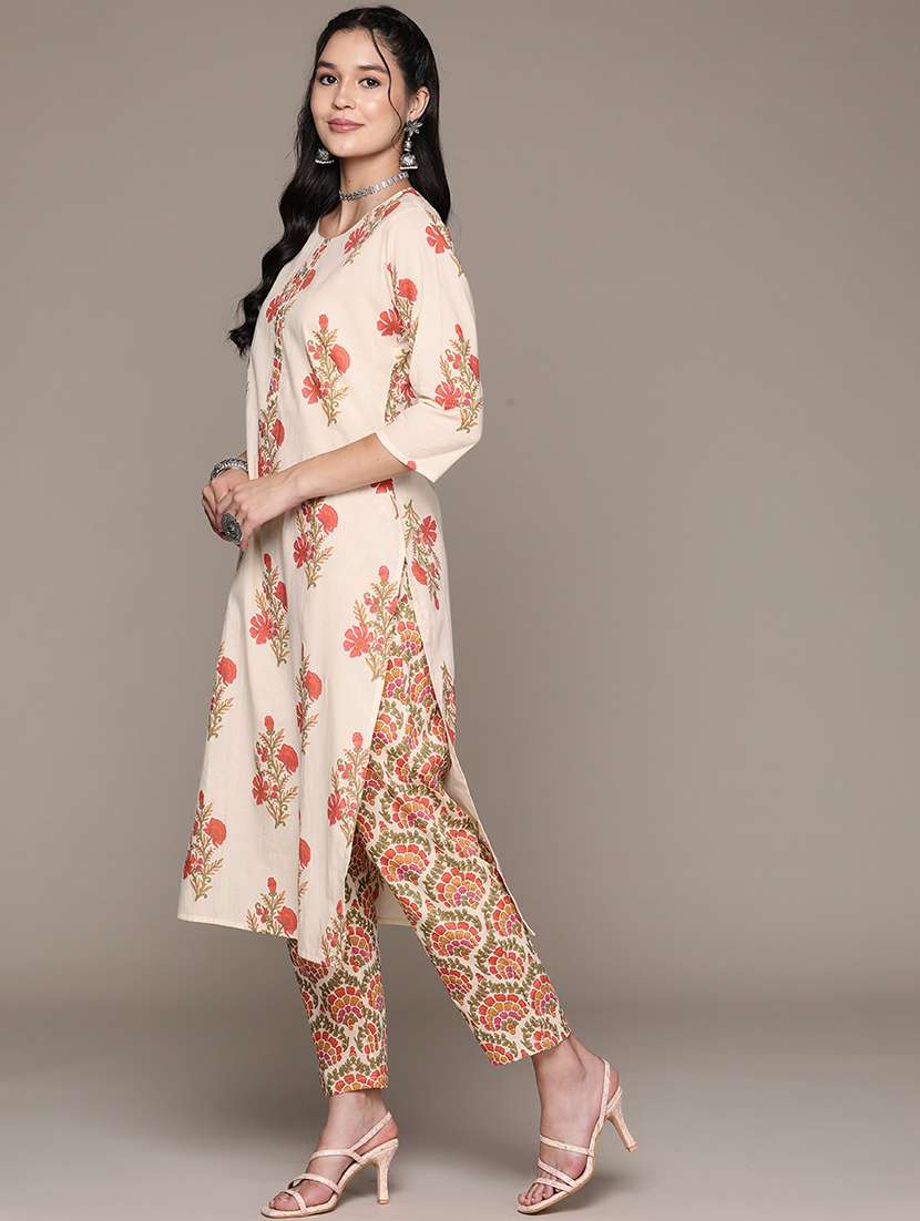 women three quarter sleeve kurta pant with dupatta set - 21225109 - Standard Image - 2